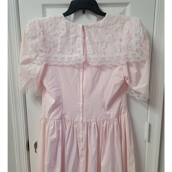 Gunne Sax 80's Romantic Lace Pink Dress L - Picture 9 of 10